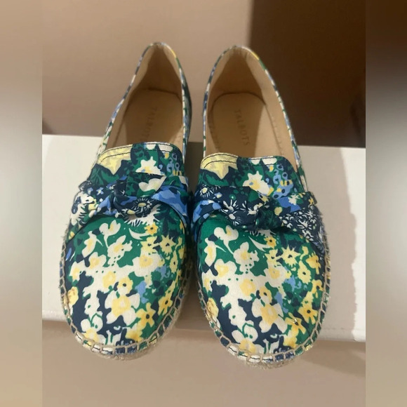 Women’s TALBOTS Izzy Knot Detail Espadrilles Blue‎ Green. Size 8.5. - Picture 1 of 8